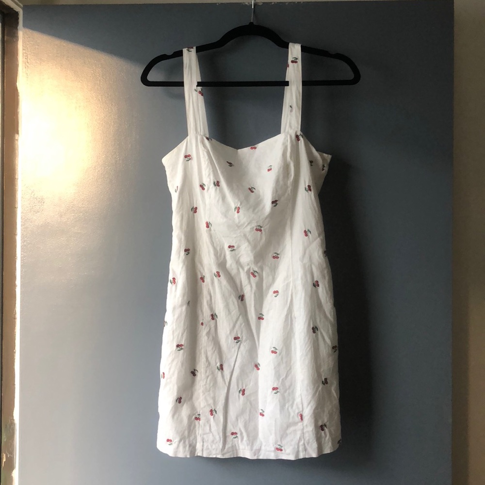 Cherry linen mini dress
